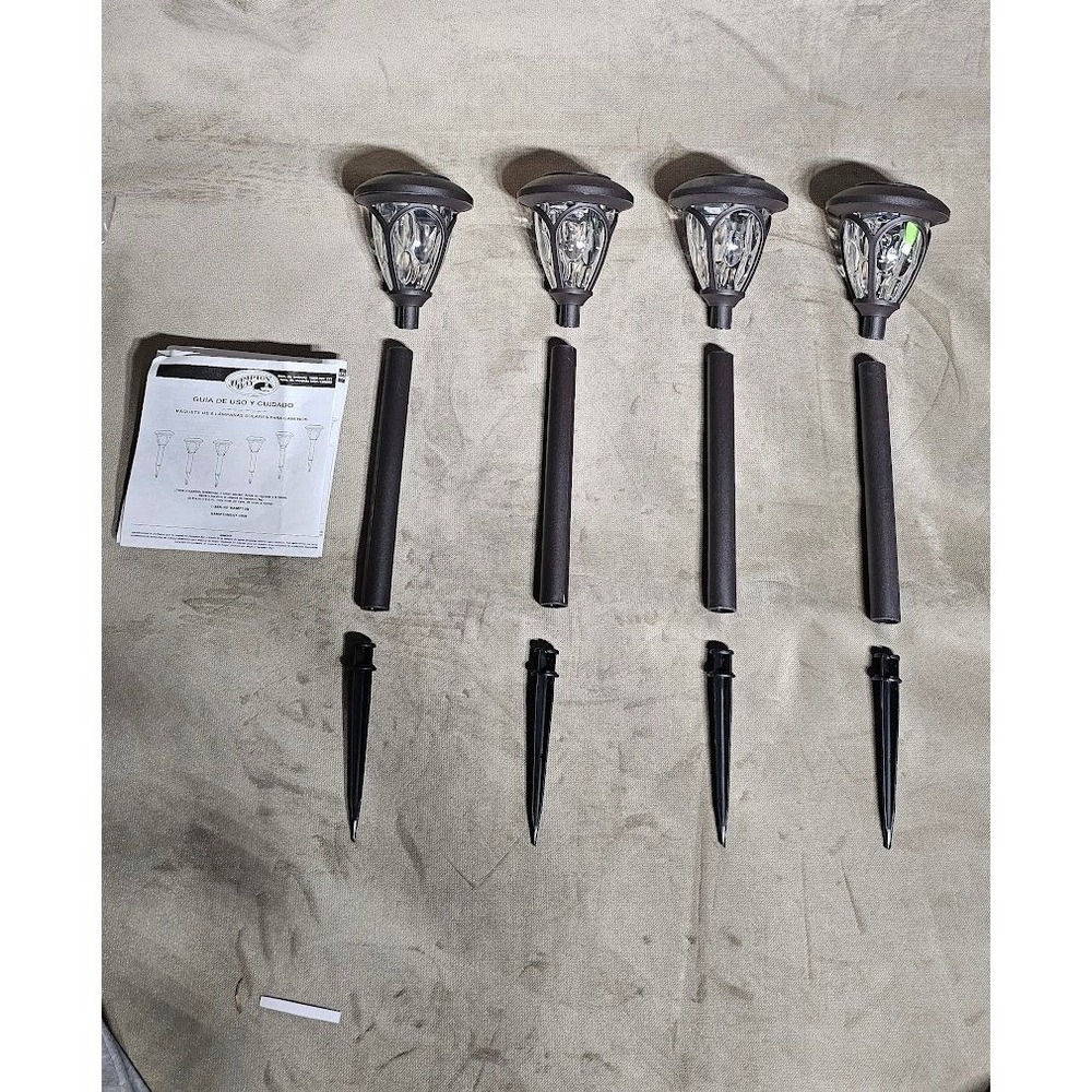 Hampton Bay Solar Path Light 4-Pack Bronze Finish LED Outdoor Landscape Lighting
